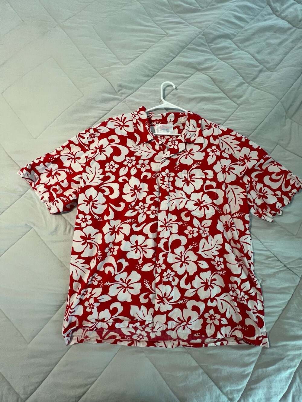 Hawaii Hangover Men's Classic Hibiscus Floral Hawaiian Shirt Red White 2XL